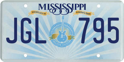 MS license plate JGL795