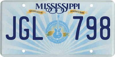 MS license plate JGL798