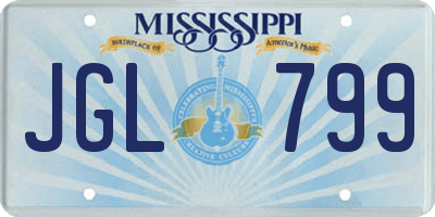 MS license plate JGL799