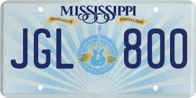 MS license plate JGL800