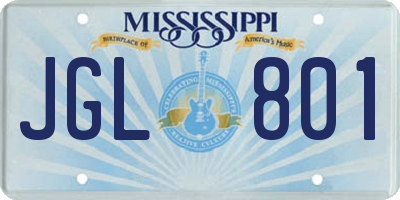 MS license plate JGL801