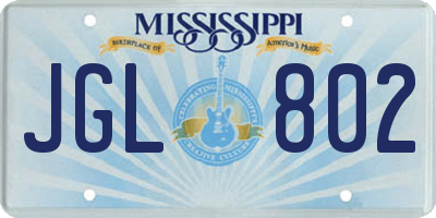 MS license plate JGL802
