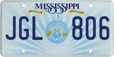 MS license plate JGL806
