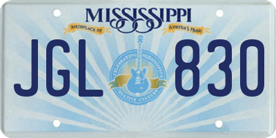 MS license plate JGL830