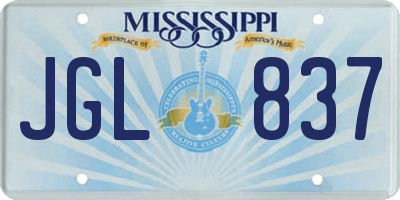 MS license plate JGL837