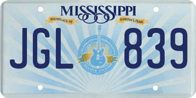 MS license plate JGL839