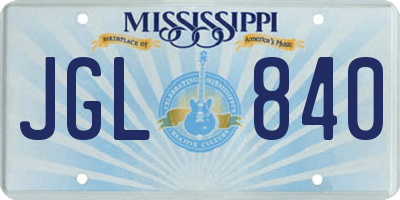 MS license plate JGL840