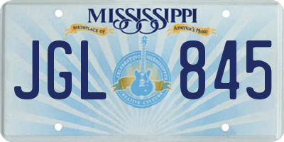MS license plate JGL845