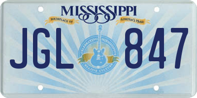 MS license plate JGL847