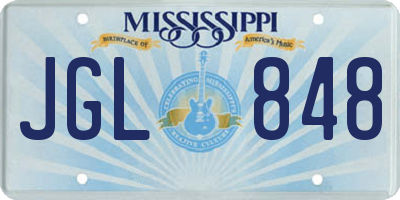 MS license plate JGL848