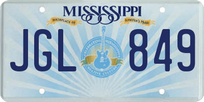 MS license plate JGL849