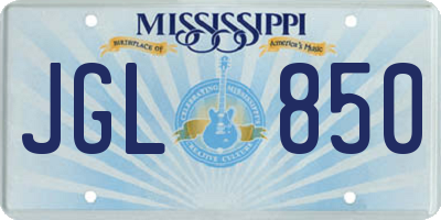 MS license plate JGL850