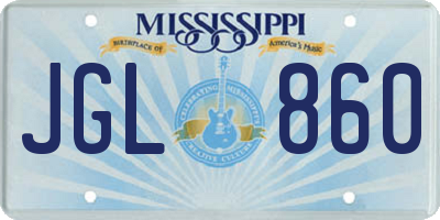 MS license plate JGL860