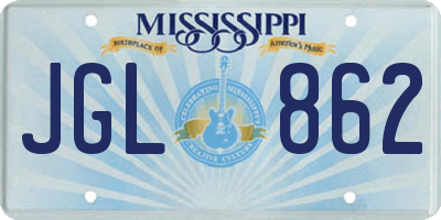 MS license plate JGL862