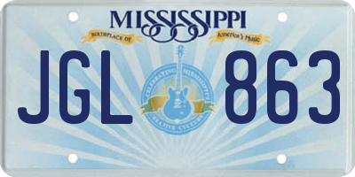 MS license plate JGL863