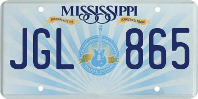MS license plate JGL865