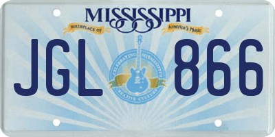 MS license plate JGL866
