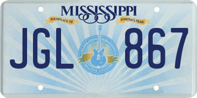 MS license plate JGL867