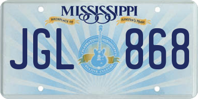 MS license plate JGL868