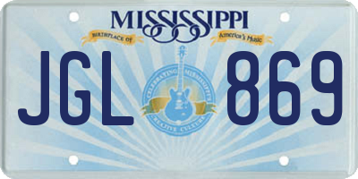 MS license plate JGL869