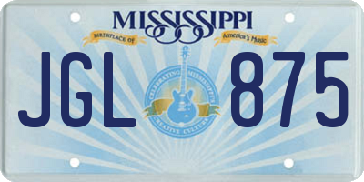 MS license plate JGL875