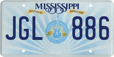 MS license plate JGL886