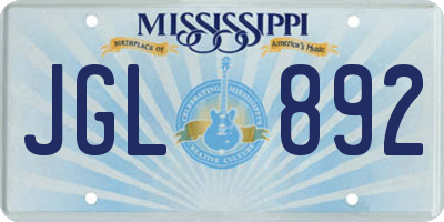 MS license plate JGL892