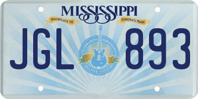 MS license plate JGL893