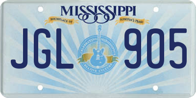 MS license plate JGL905
