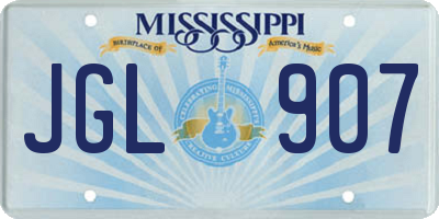 MS license plate JGL907