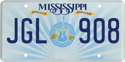 MS license plate JGL908