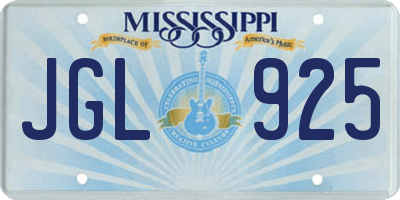 MS license plate JGL925