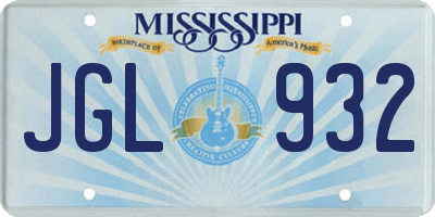 MS license plate JGL932