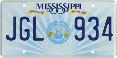 MS license plate JGL934
