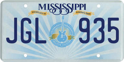 MS license plate JGL935