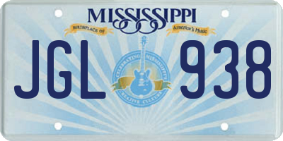 MS license plate JGL938