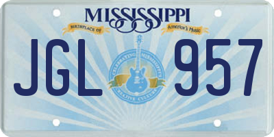 MS license plate JGL957
