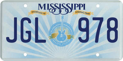 MS license plate JGL978