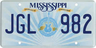 MS license plate JGL982