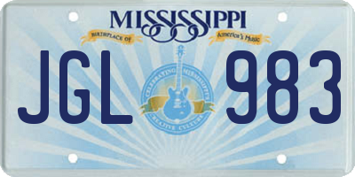 MS license plate JGL983