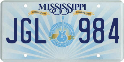 MS license plate JGL984