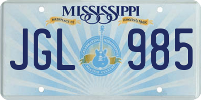 MS license plate JGL985