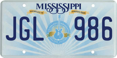 MS license plate JGL986