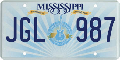 MS license plate JGL987