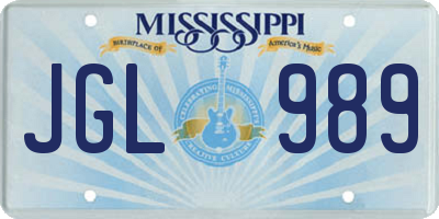 MS license plate JGL989