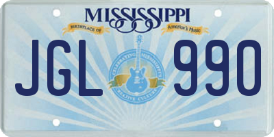 MS license plate JGL990