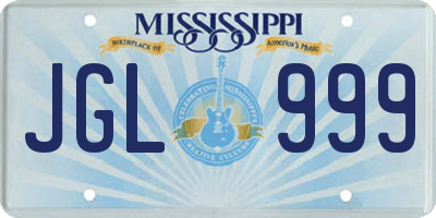 MS license plate JGL999