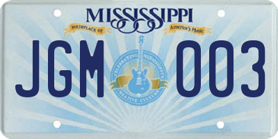 MS license plate JGM003