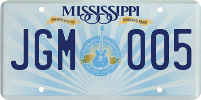 MS license plate JGM005