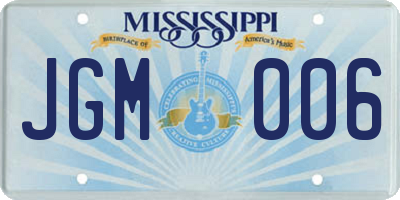 MS license plate JGM006